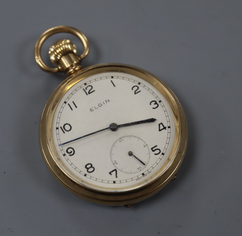 An Elgin gold plated pocket watch.